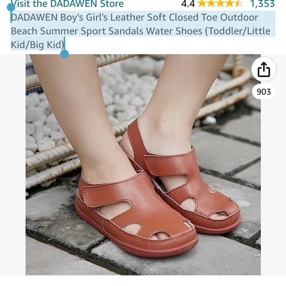 DADAWEN Leather Soft Closed Toe Outdoor Beach Summer Sandals Shoes - Picture 6 of 7